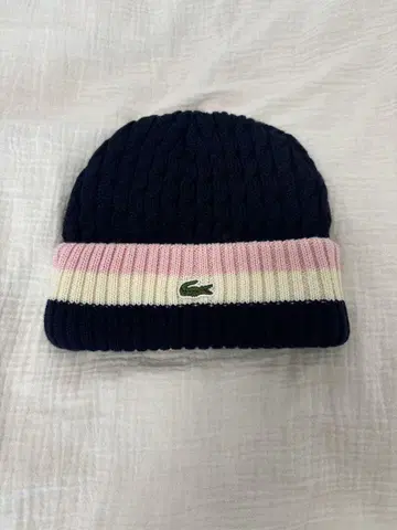 Lacoste 니트 모자 네이비 핑크