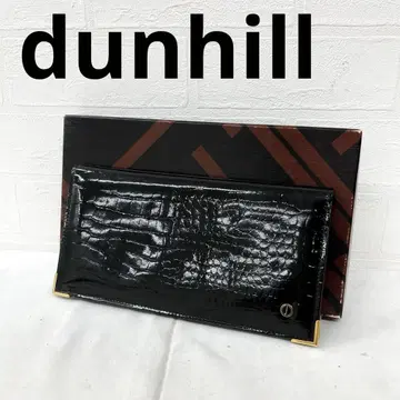 유153 박스 포함 dunhill 장지갑 지갑 악어 엠보싱 블랙