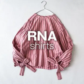 RNA RNA 셔츠 블라우스 코튼 긴팔 핑크 리본 T24