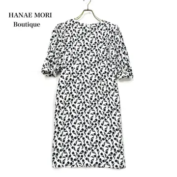 HANAE MORI 튤립 패턴 화이트 블랙 9