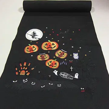 일품 니시진 비단 자수 나고야 오비 할로윈 호박 박쥐 [면심] 블랙