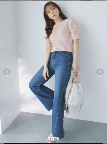 스나이델 부츠컷 데님 플레어 데님 블루