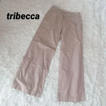 트라이베카 핑크 와이드 치노 팬츠 린넨 혼방 자수 프리 캐주얼