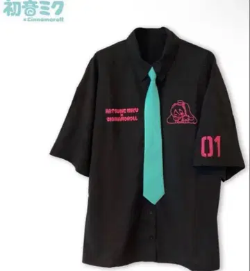 하츠네 미쿠와 시나모롤 블랙 넥타이 포함 셔츠 서브컬처 지뢰 3L