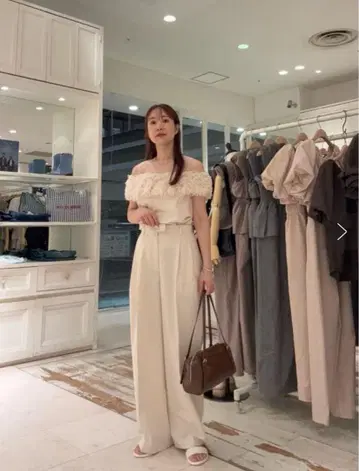 mystic 핀스트라이프 턱 와이드 팬츠