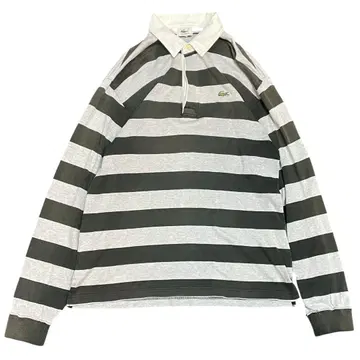 LACOSTE 긴팔 라거 셔츠 그레이 블랙 보더