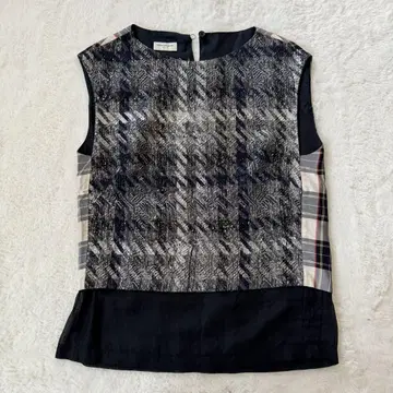 DRIES VAN NOTEN 슬리브리스 이소재 절개 상의 마 혼방 34