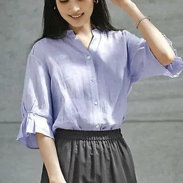 23구 LIBECO 린넨 디자인 슬리브 블라우스