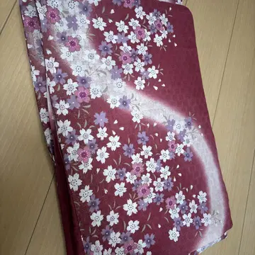 벚꽃 패턴 적자색 유카타