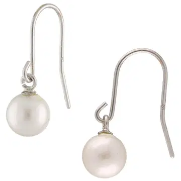 실버 후크 귀걸이 펄 6mm