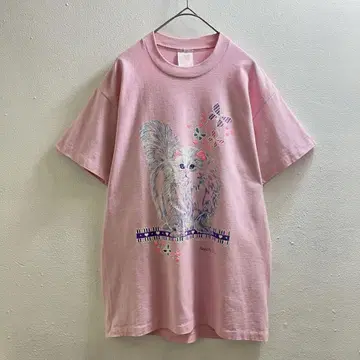 USA 제 80년대 빈티지 미국 티셔츠 고양이 애니멀 빈티지 연한 색상