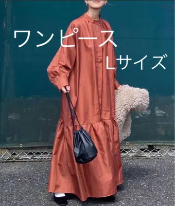 오렌지 컬러 L 사이즈 롱 원피스 큰 키