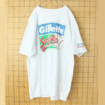 USA Hanes Gillette 프린트 반팔 티셔츠 화이트 XL ss6