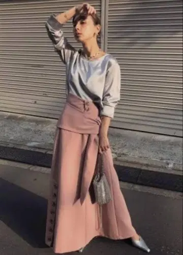 Ameri 롱 스커트 이타즈라 하이웨스트 스커트