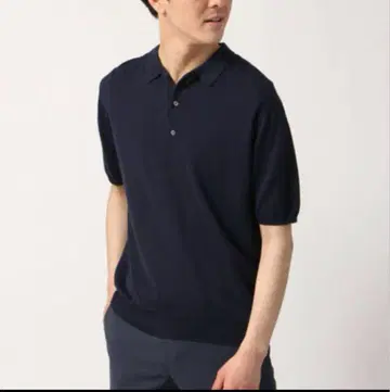 새상품급 THE SUIT COMPANY 니트 피케 셔츠 워셔블 L 네이비