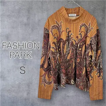 FASHION PARK 꽃무늬 긴팔 상의 S 크롭 길이 하이넥