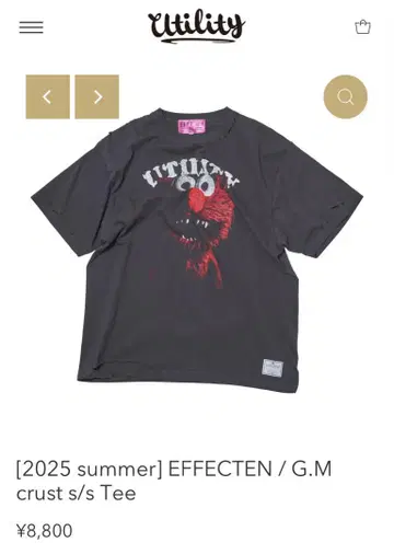 EFFECTEN G.M crust s/s 티 다크 그레이 티셔츠