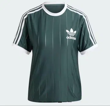 adidas 다크 그린 스트라이프 티셔츠 S 사이즈