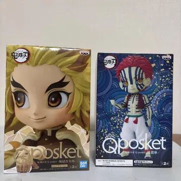 새상품 귀멸의 칼날 Qposket 렌고쿠 쿄쥬로 & 아카자 2체 세트
