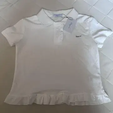 smyeon Frill 폴로 셔츠 프릴 폴로 T셔츠 화이트