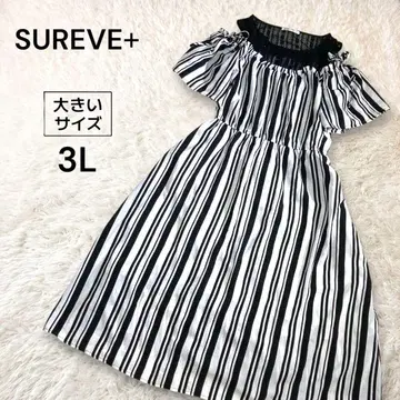 SUREVE 오프숄더 레이스 도킹 스트라이프 롱 원피스 3L