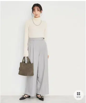 턱 와이드 팬츠 라이트 그레이 M 사이즈