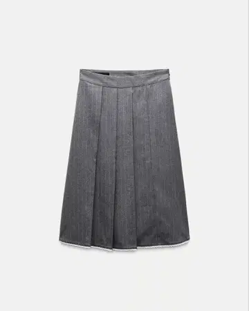ZARA 그레이 플리츠 스커트 무릎 기장