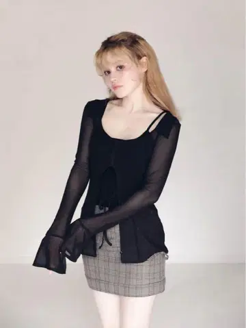 andmary Jean tulle cardigan/black