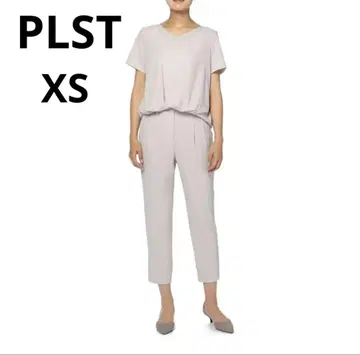 PLST(플라스테) 드라이 폴리에스테르 테이퍼드 팬츠 그레이 베이지 XS