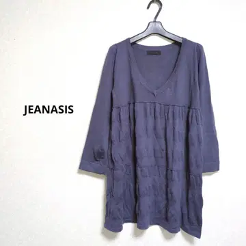 JEANASIS 지나시스 V넥 긴팔 니트 튜닉 보라색 사이즈 F