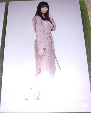 핑크 도트 무늬 롱 드레스 요다 유키