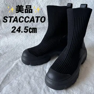 새상품급 STACCATO 스타카토 리브 니트 숏부츠 24.5cm
