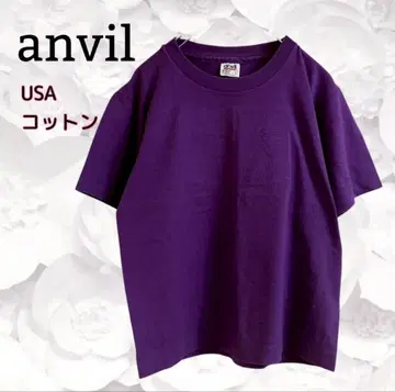 USA 제 [앤빌] 반팔 티셔츠 USA 코튼 [M] 퍼플/보라색 무지
