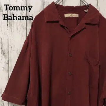 C2223 Tommy Bahama 알로하 셔츠 실크 오픈 카라 버건디