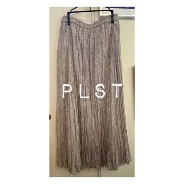PLST 꽃무늬 플리츠 스커트 밝은 베이지