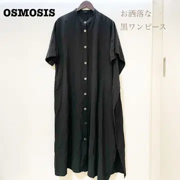 OSMOSIS 블랙 셔츠 원피스 반팔