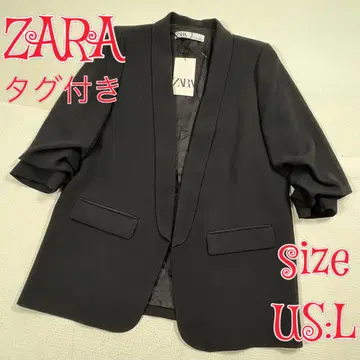 택 포함 미사용 ZARA 롤업 테일러 자켓 블랙 L