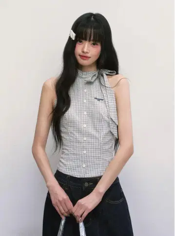 lee yunne 패턴 리본 탑 LY1072
