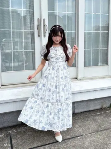 evelyn 꽃무늬 개더 롱 OP