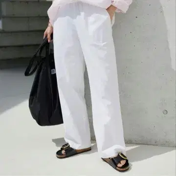 새상품급 SLOBE IENA 화이트 레이온 린넨 이지 팬츠 L