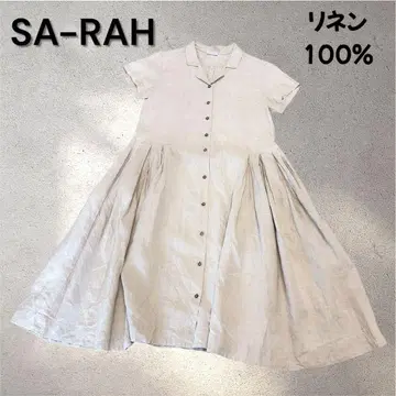 새상품급 SA-RAH 사라 반팔 린넨 롱 원피스 플레어 마