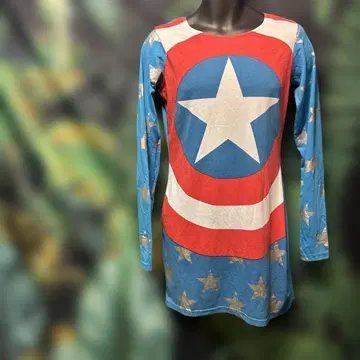 MARVEL 공식 캡틴 아메리카 별 패턴 셔츠