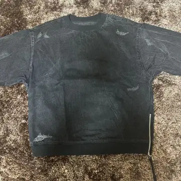 ZARA 데미지 가공 데님 크루넥 트레이너 M