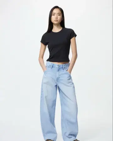 유니클로 UNIQLO 배기 커브 청바지 BLUE28