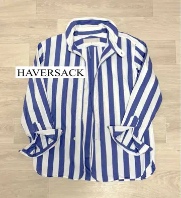 Haversack 코튼 셔츠 M 사이즈 블루 화이트 스트라이프
