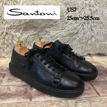 컨디션 최상 Santoni 텀블 가죽 스니커즈 더블 버클 25.5cm