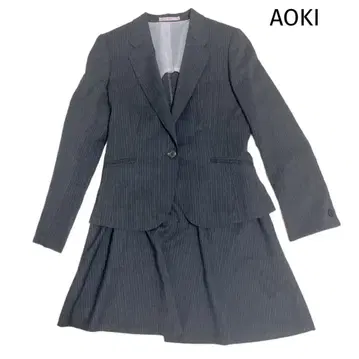 [새상품급] AOKI M 사이즈 그레이 스트라이프 스커트 셋업