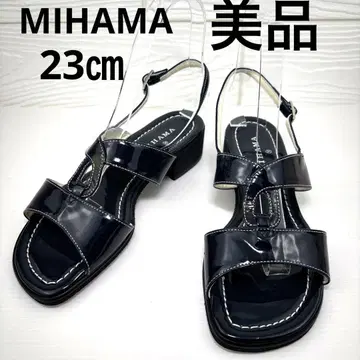 MIHAMA 네이비 에나멜 샌들 스트랩 23cm