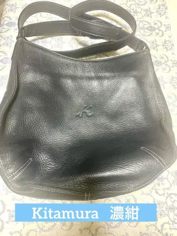 키타무라 다크 네이비 사선 가케 숄더백