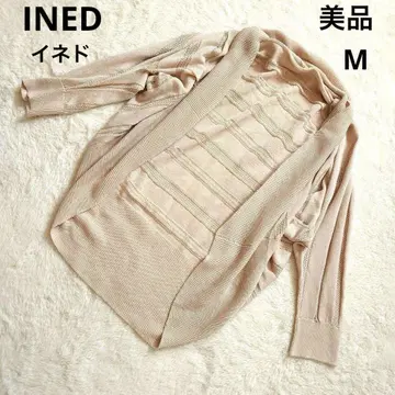 새상품급 INED 이네드 돌먼 가디건 베이지 M 냉방병 예방 5부 소매